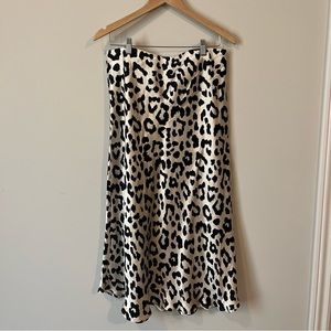 H&M satin leopard skirt